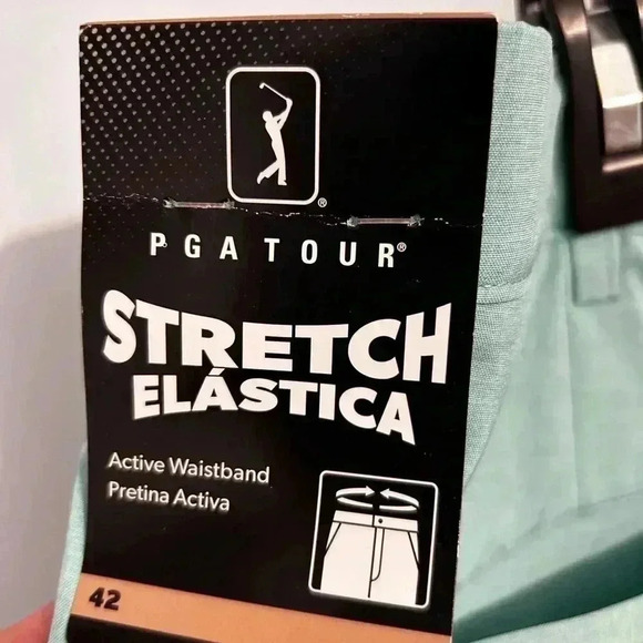 Men’s Size 42 PGA Tour Stretch elasticsa Shorts NWT. Aqua green color. - Picture 7 of 9